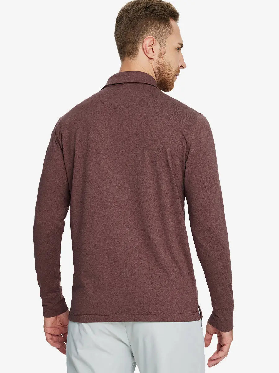 Men's Long Sleeve Melange Golf Polo Shirt – view 5