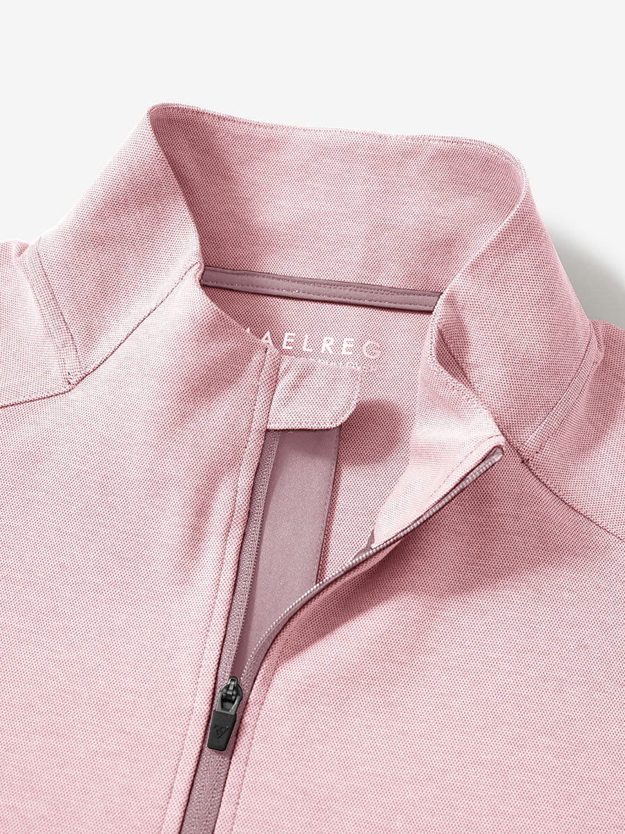 Men's Two-Tone Pique Cotton Blend Quarter Zip – view 2