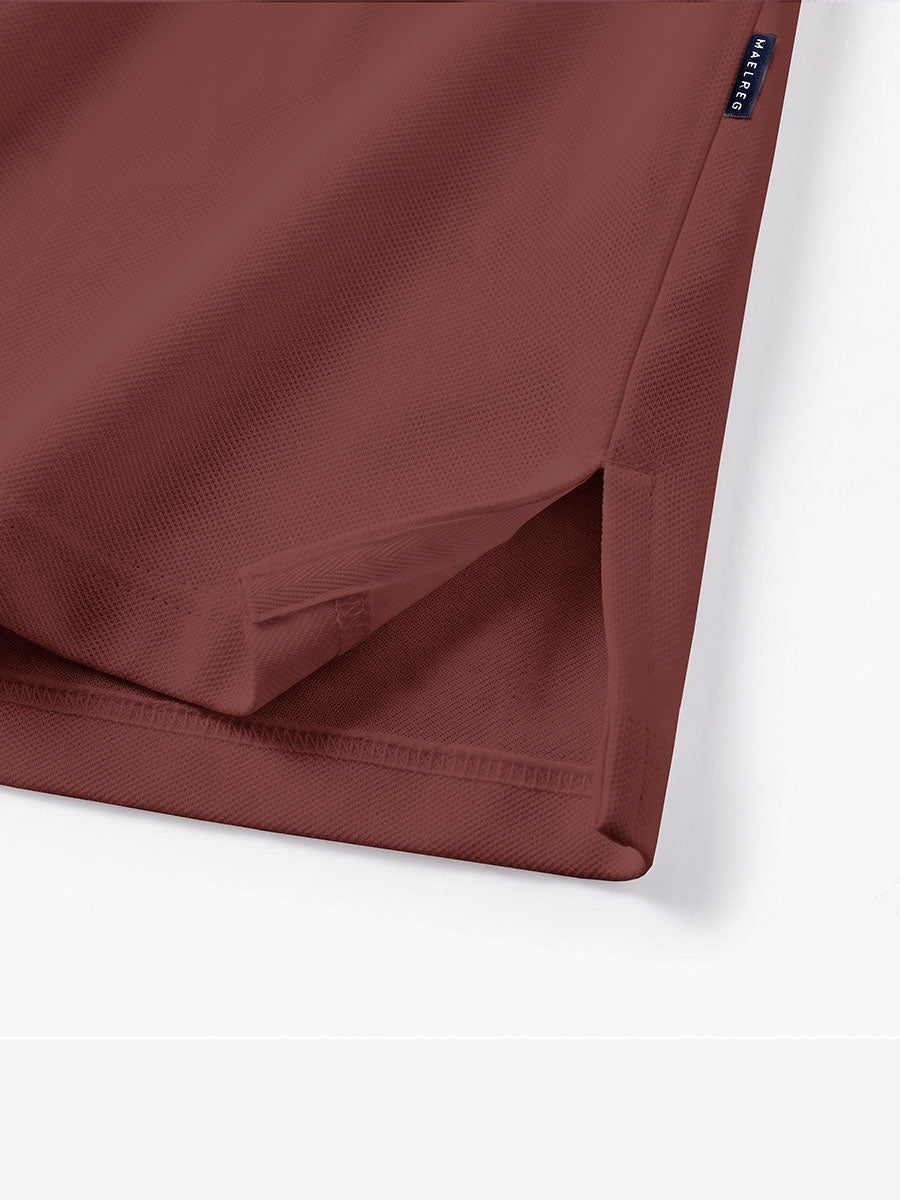 Men's Stretch Cotton Piqué Long Sleeve Polo Shirt – No-Curl Collar, Four-Button Placket, Quick-Dry