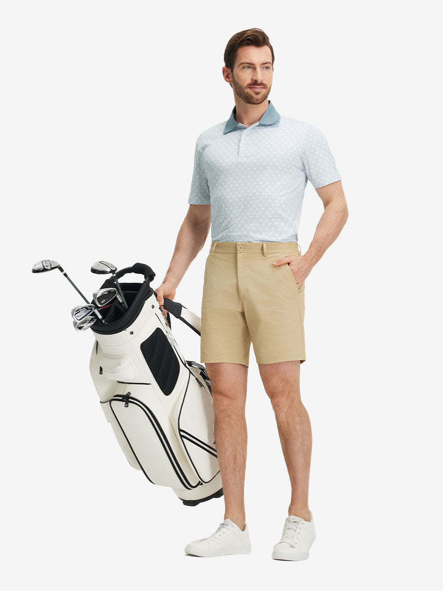 Men's Ribbed Collar Printed Golf Polo Shirt – view 86