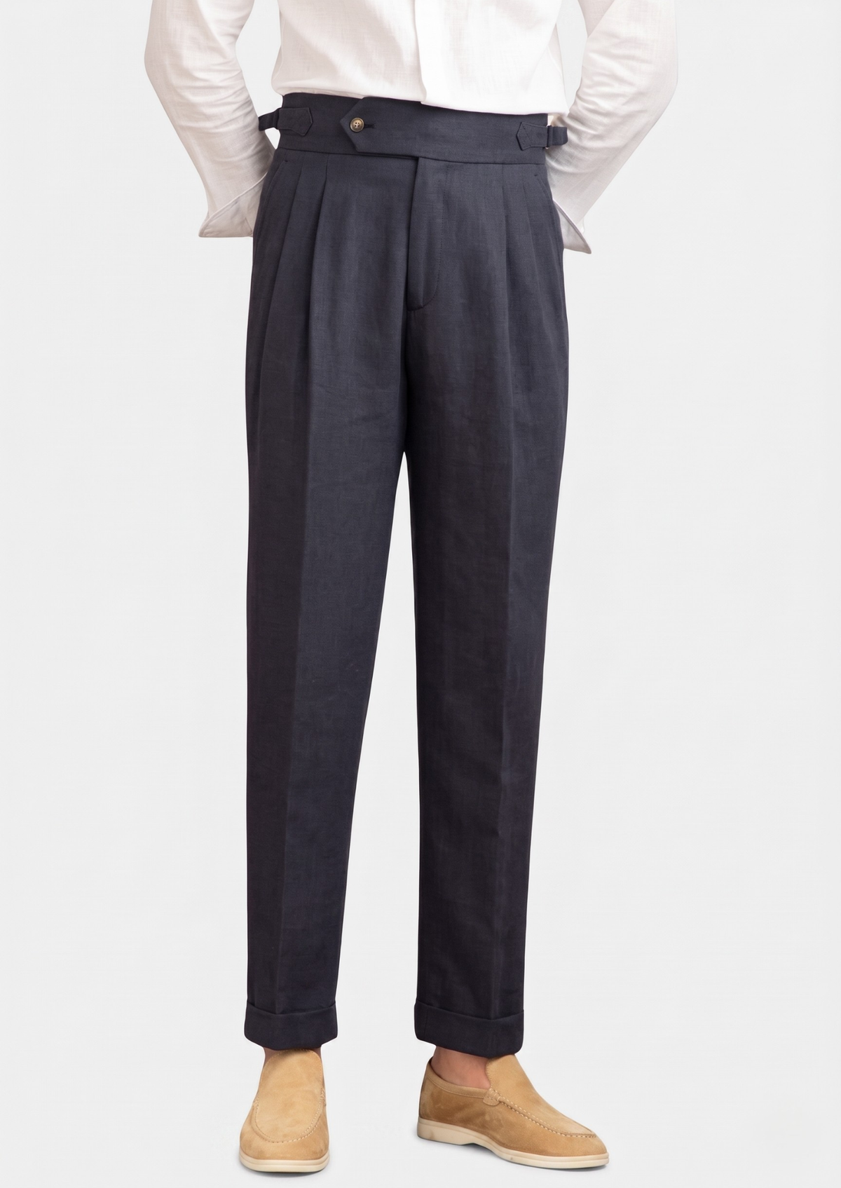 Napoli Men's Pleated Trousers in Navy Blue – view 1