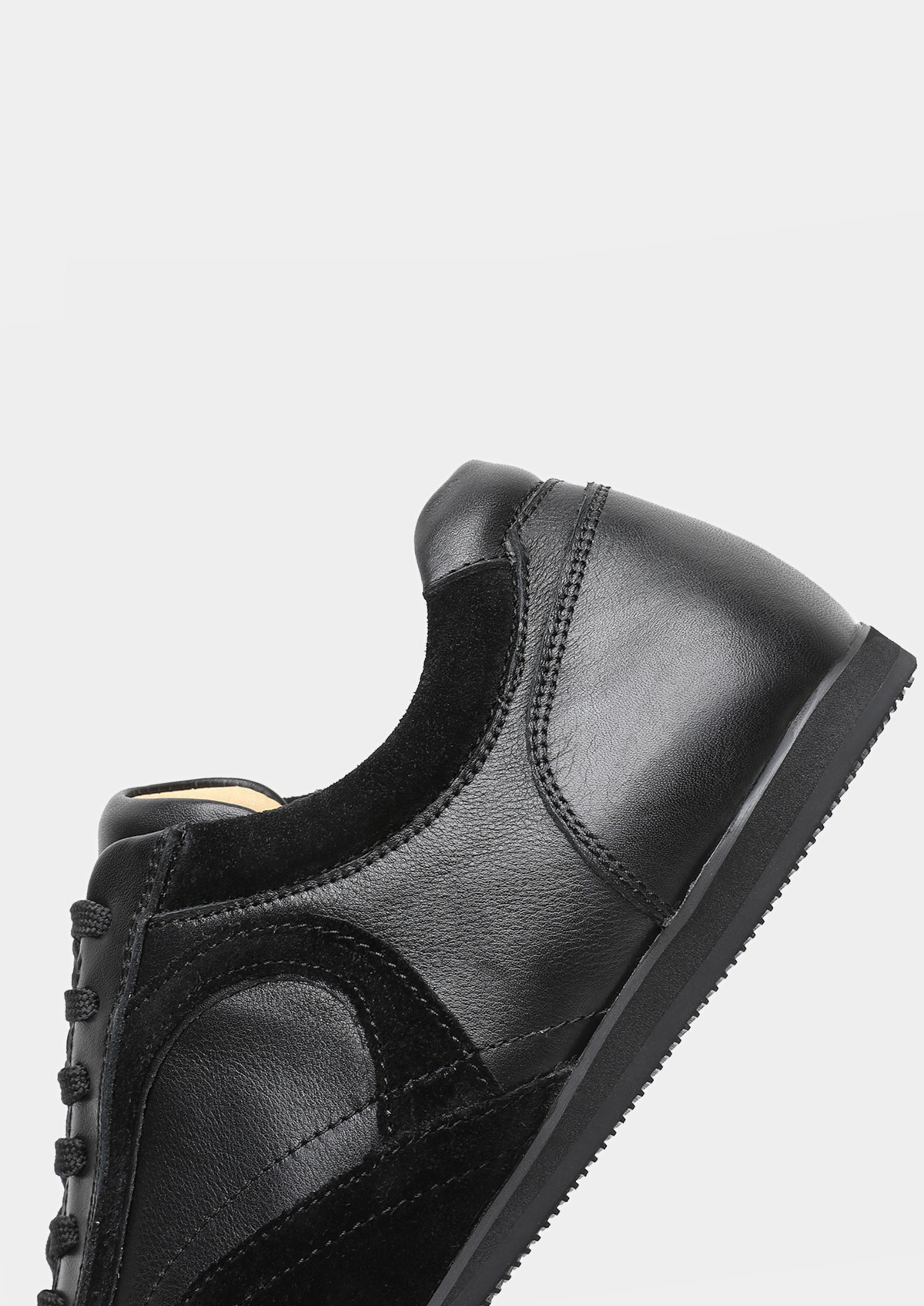 Black Retro Hybrid Suede Leather Runner by SATRI & CO. – product view 4