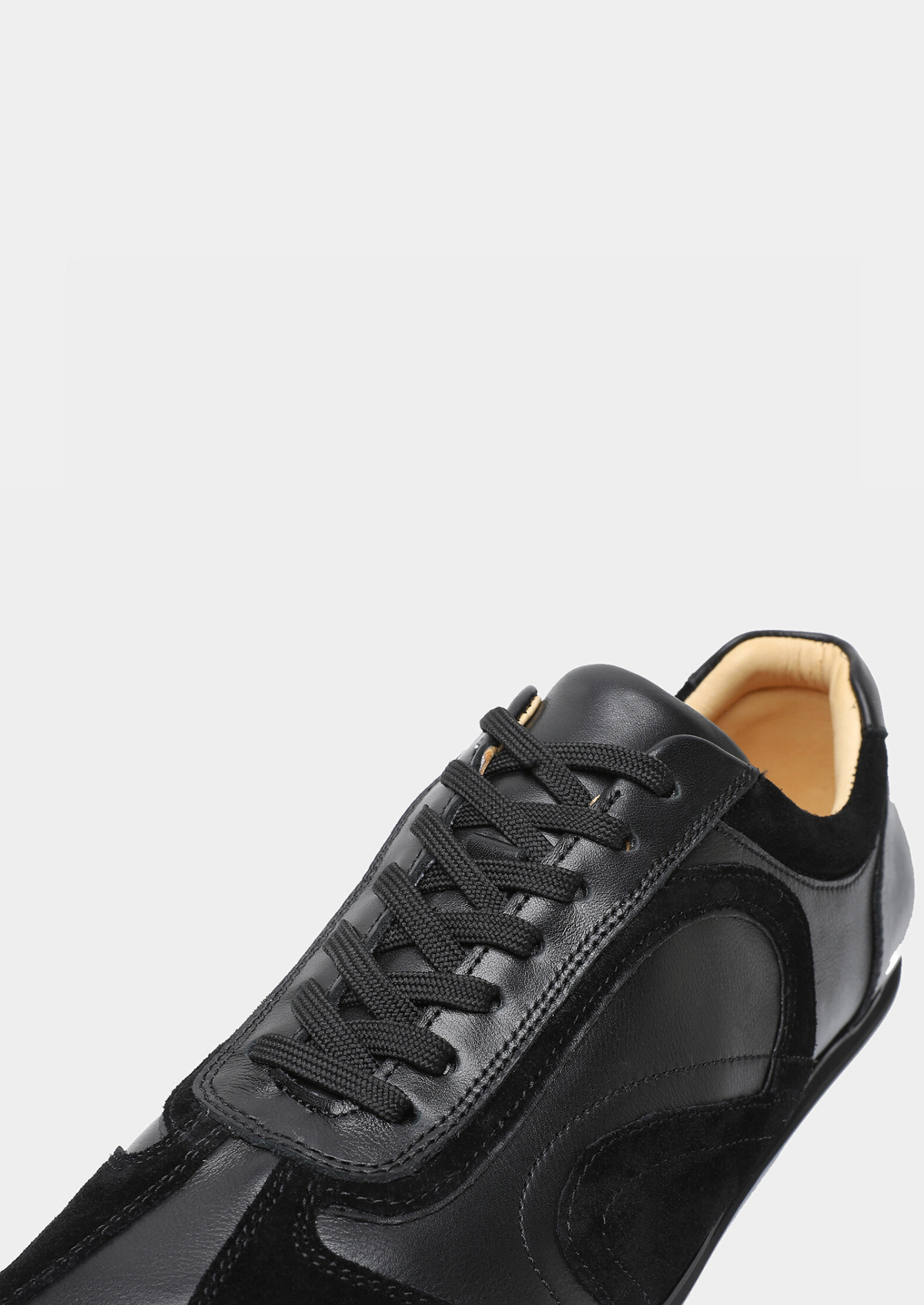 Black Retro Hybrid Suede Leather Runner by SATRI & CO. – product view 3