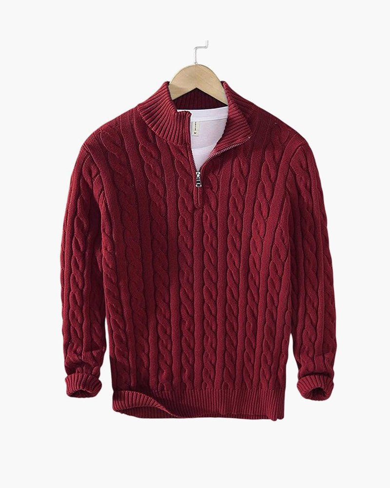 Men's Cotton Cable Knit Half-Zip Jumper – view 7