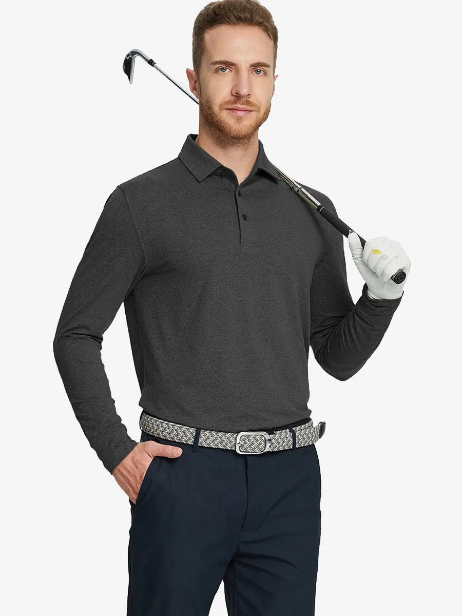 Men's Long Sleeve Melange Golf Polo Shirt – view 22