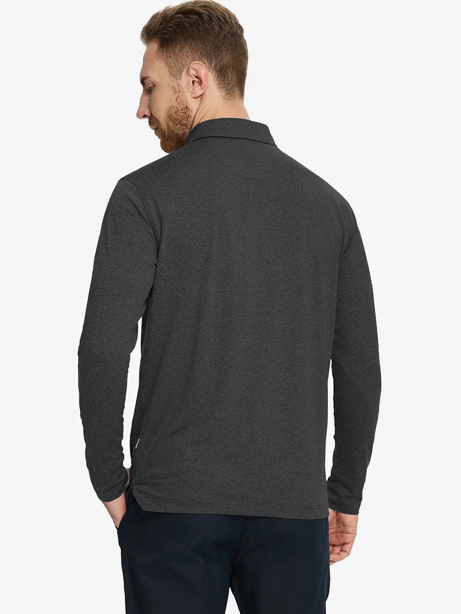 Men's Long Sleeve Melange Golf Polo Shirt – view 23