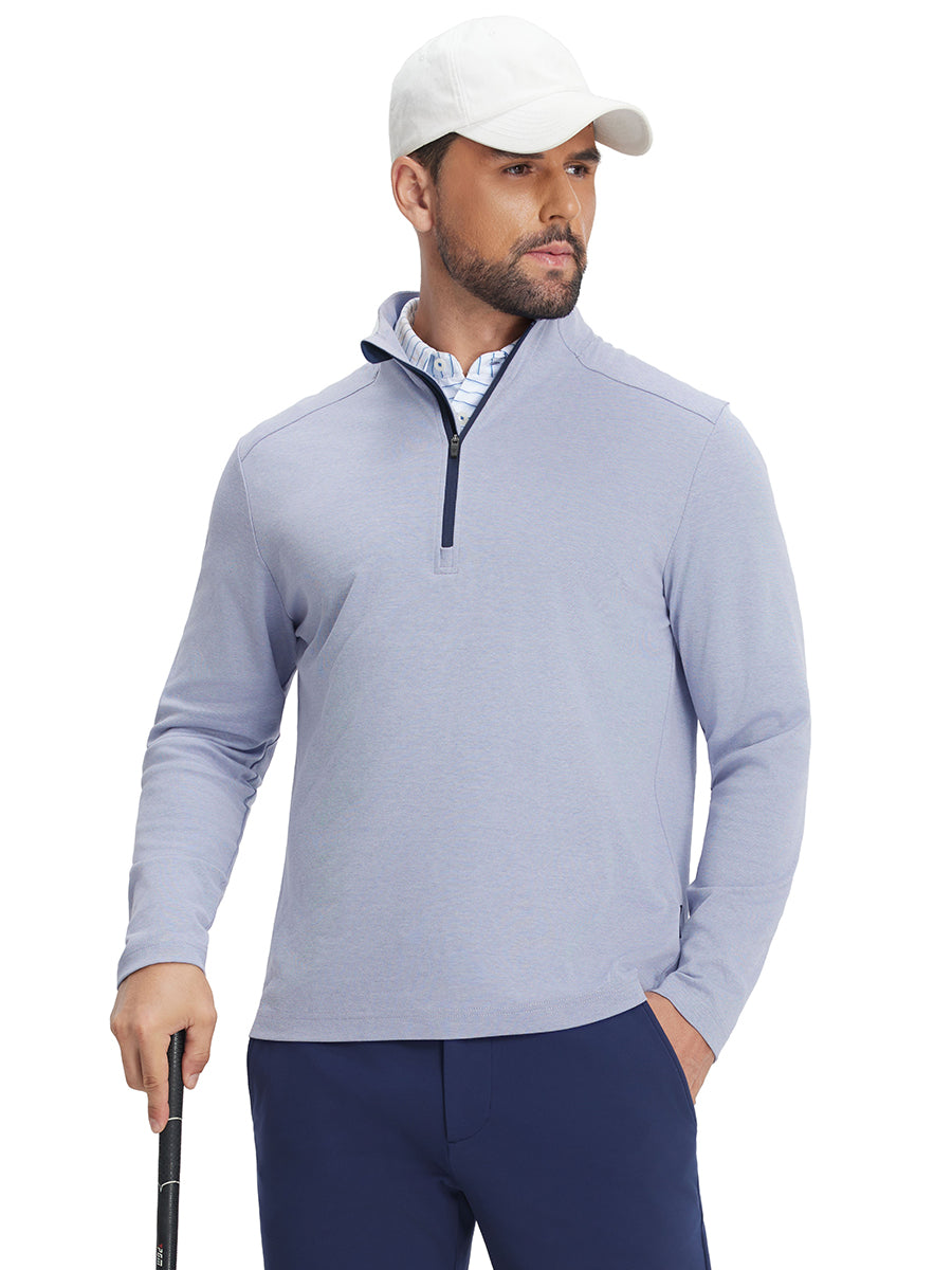 Men's Two-Tone Pique Cotton Blend Quarter Zip – view 8
