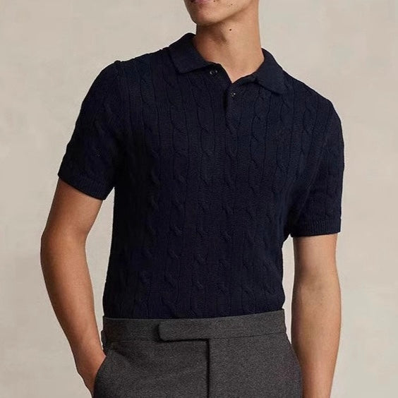Florence Men's Cotton Cable Knit Polo – view 11