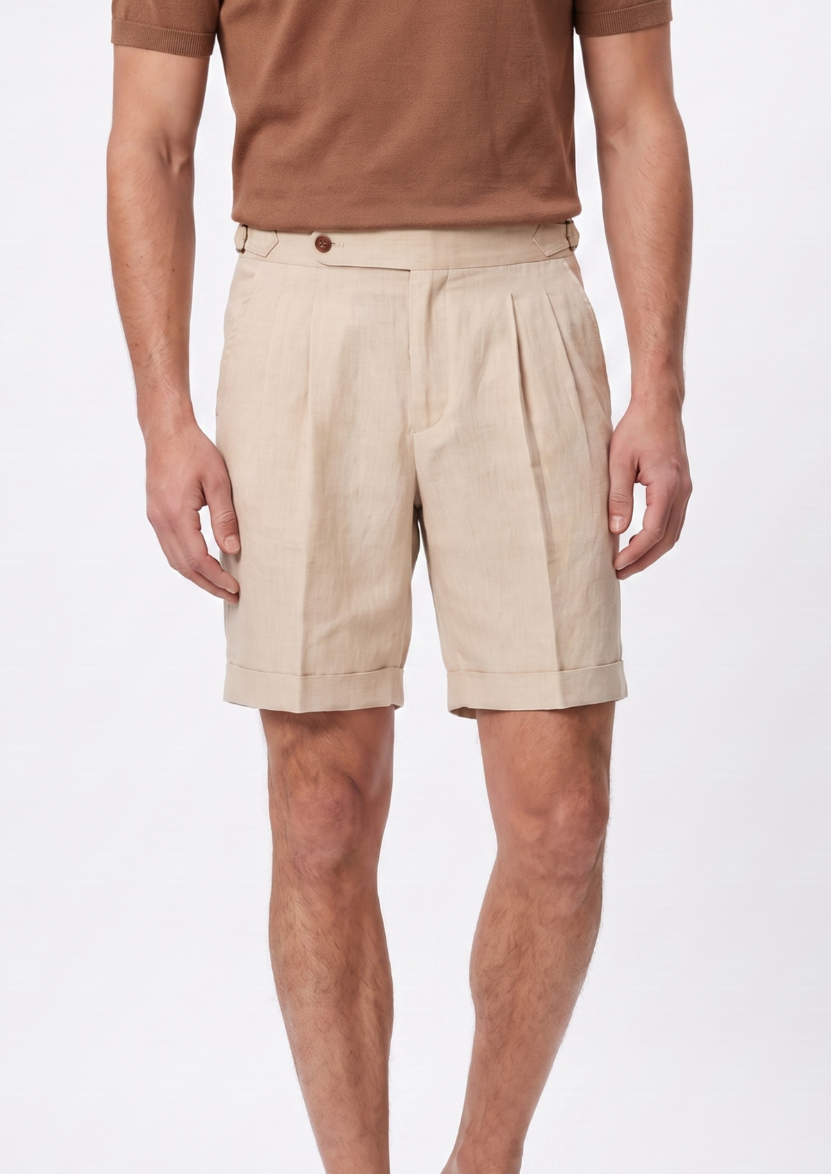 Men's Pleated Linen Seaside Shorts in Sand – view 1