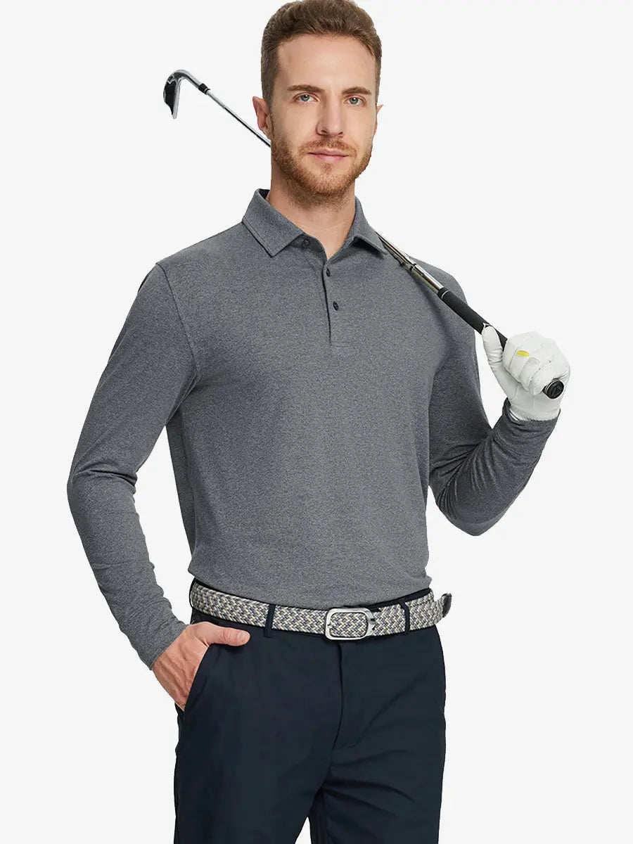 Men's Long Sleeve Melange Golf Polo Shirt – view 28