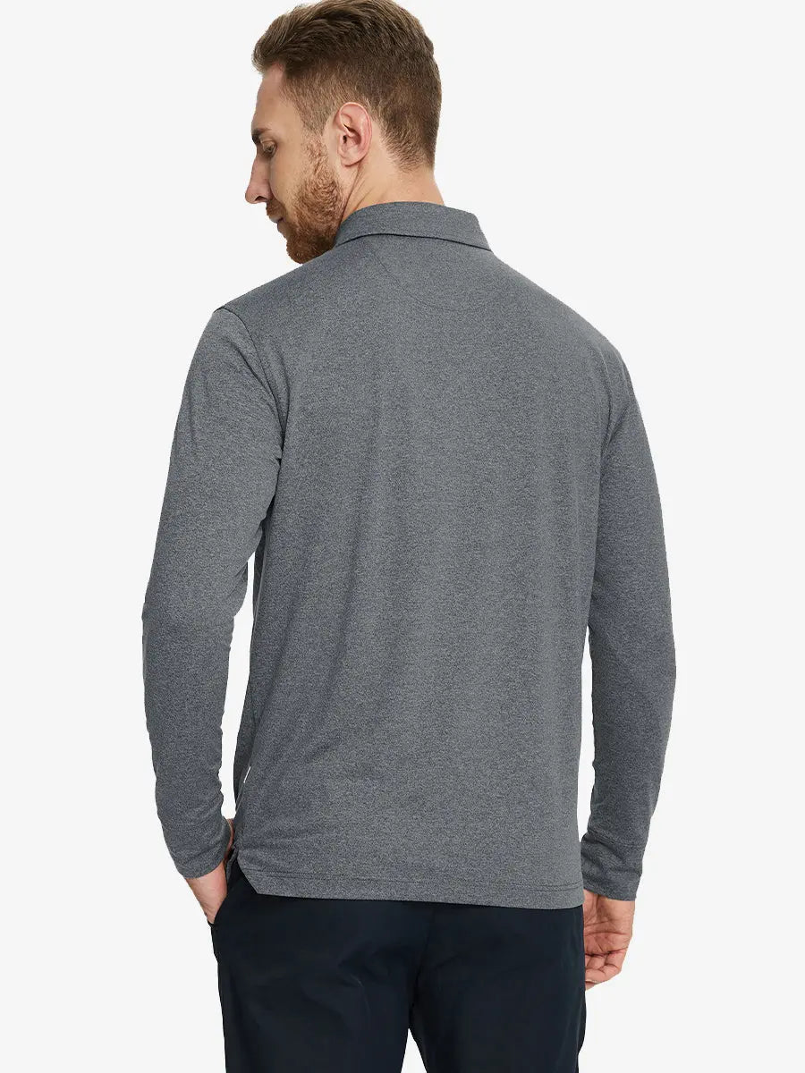 Men's Long Sleeve Melange Golf Polo Shirt – view 29