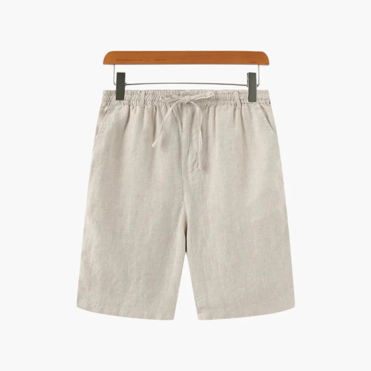 Como Men's Linen Shorts – Adjustable Drawstring Waist, Relaxed Tailored Fit, Breathable Warm-Weather Linen – Beige – view 1