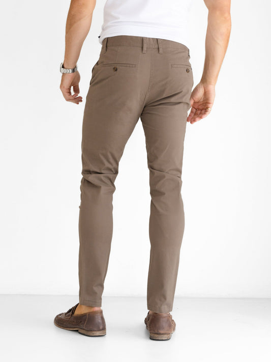 Men's Stretch Cotton Slim Fit Chinos in Brown – view 2