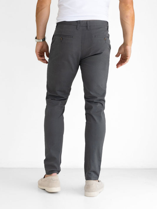 Men's Stretch Cotton Slim Fit Chinos in Graphite – view 2