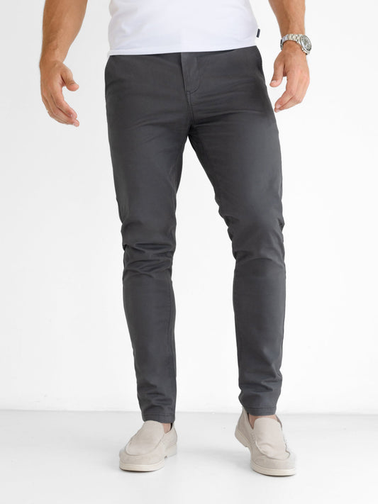 Men's Stretch Cotton Slim Fit Chinos in Graphite – view 1