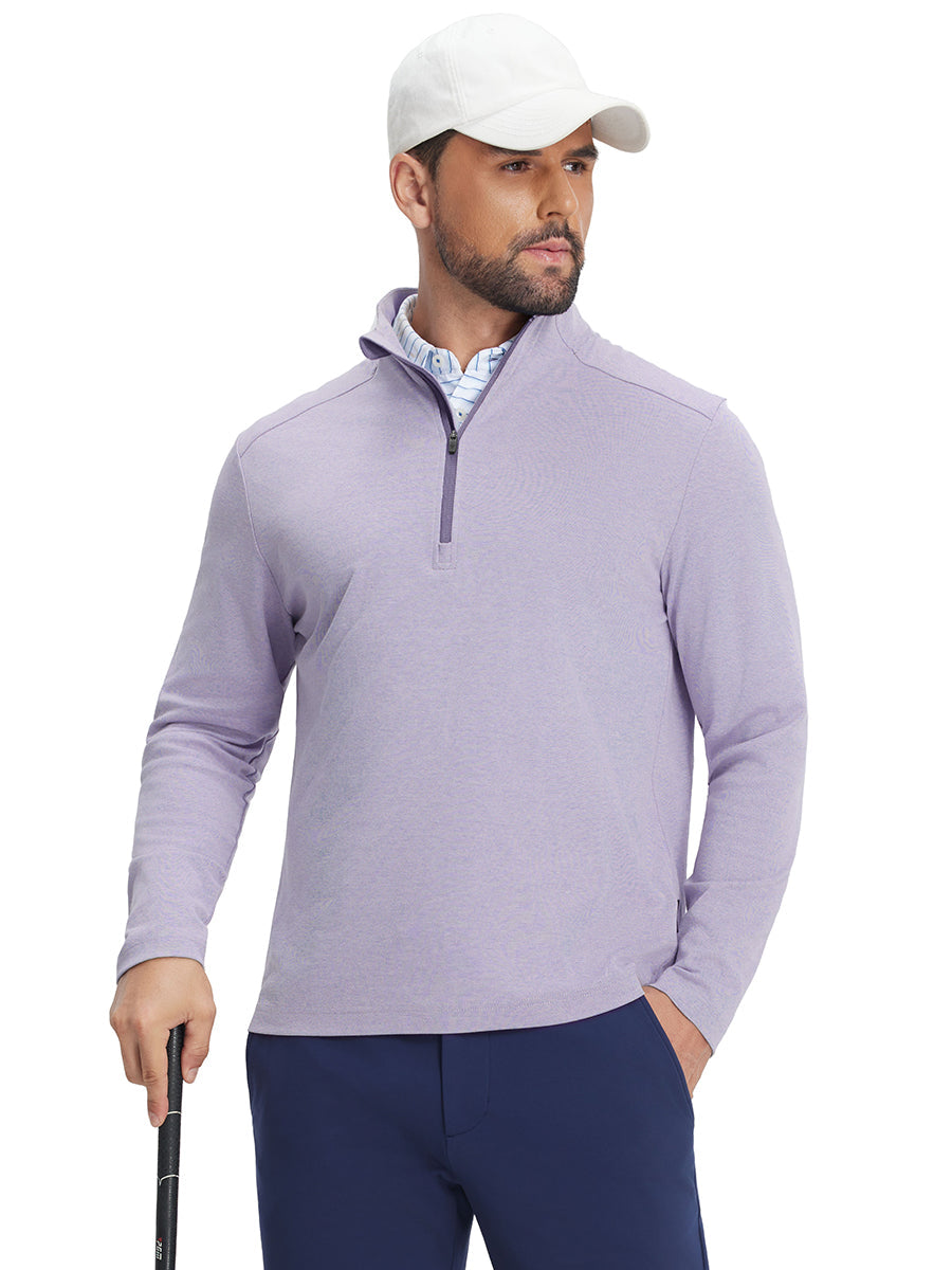 Men's Two-Tone Pique Cotton Blend Quarter Zip – view 50