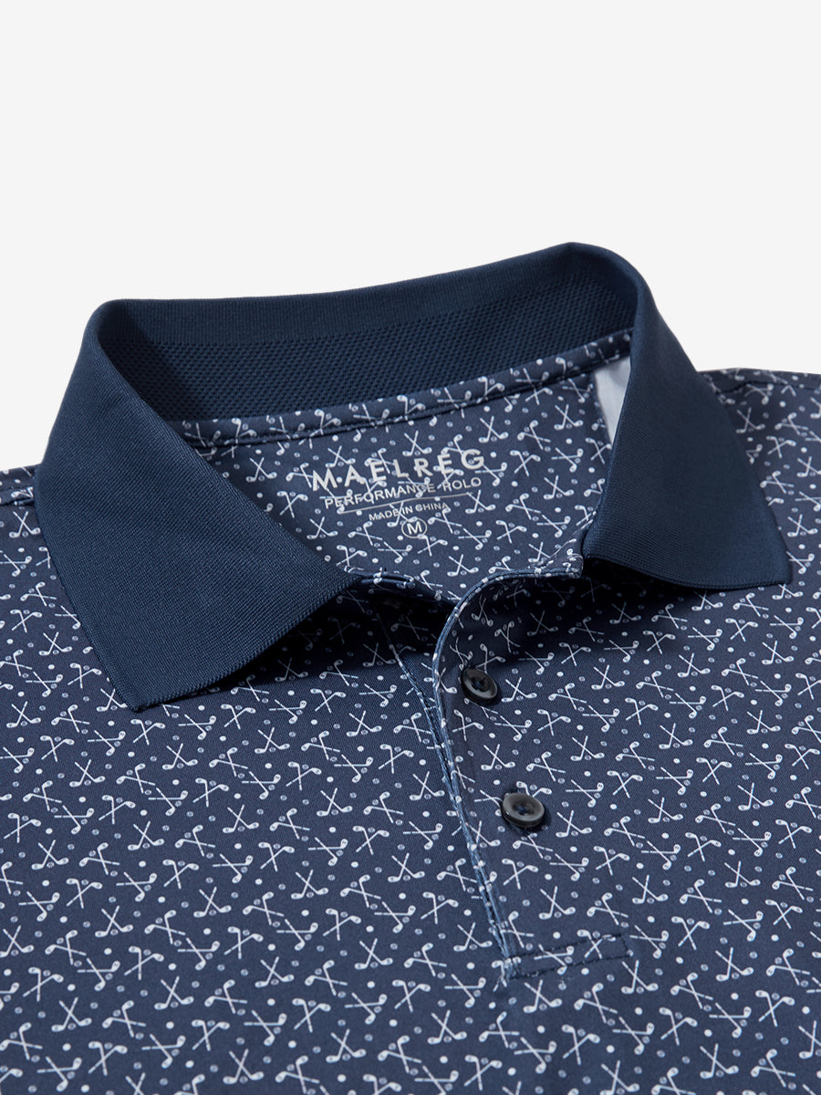 Men's Ribbed Collar Printed Golf Polo Shirt – view 8