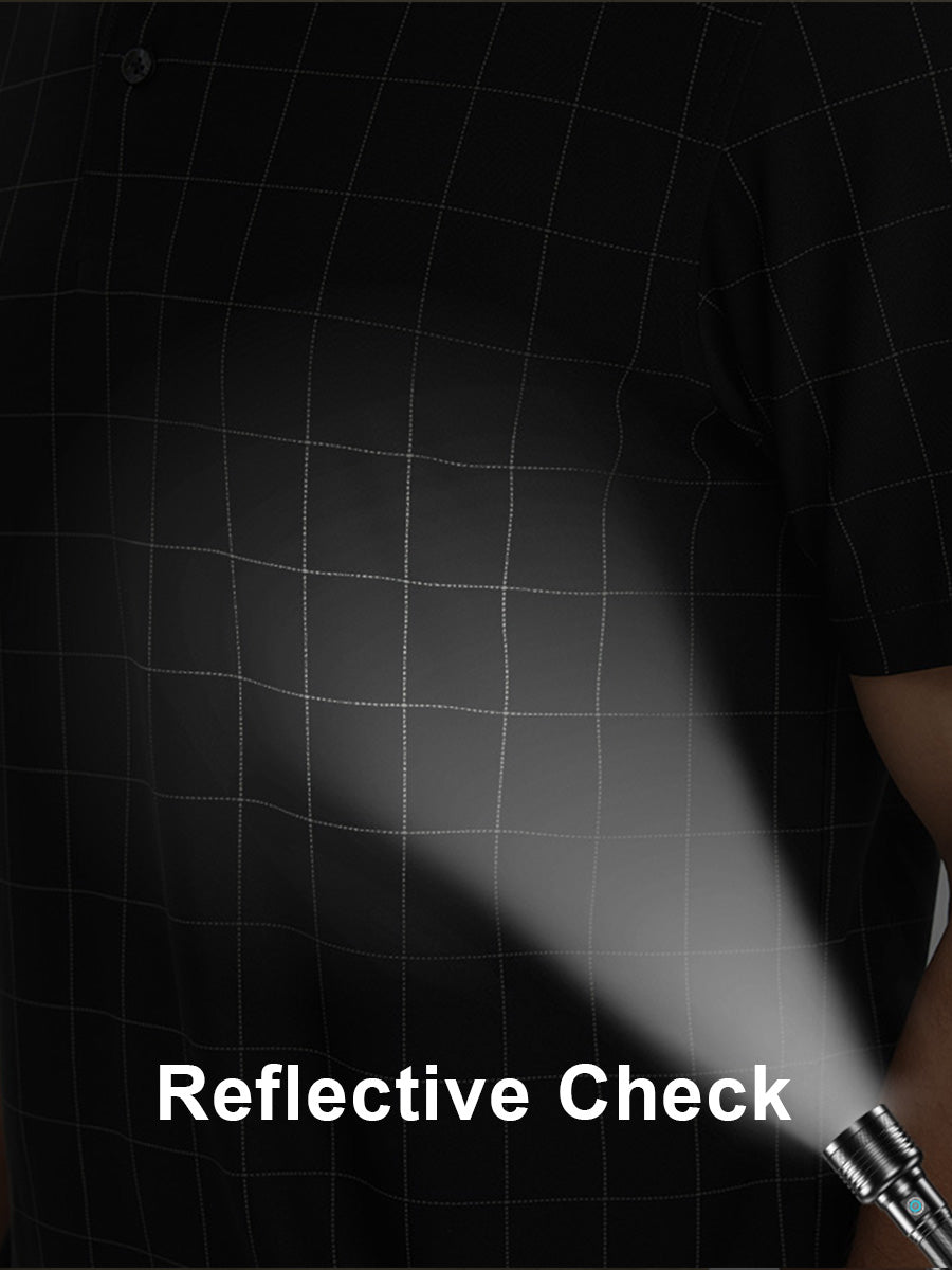 Men's Reflective Check Collar Golf Polo Shirt – view 15