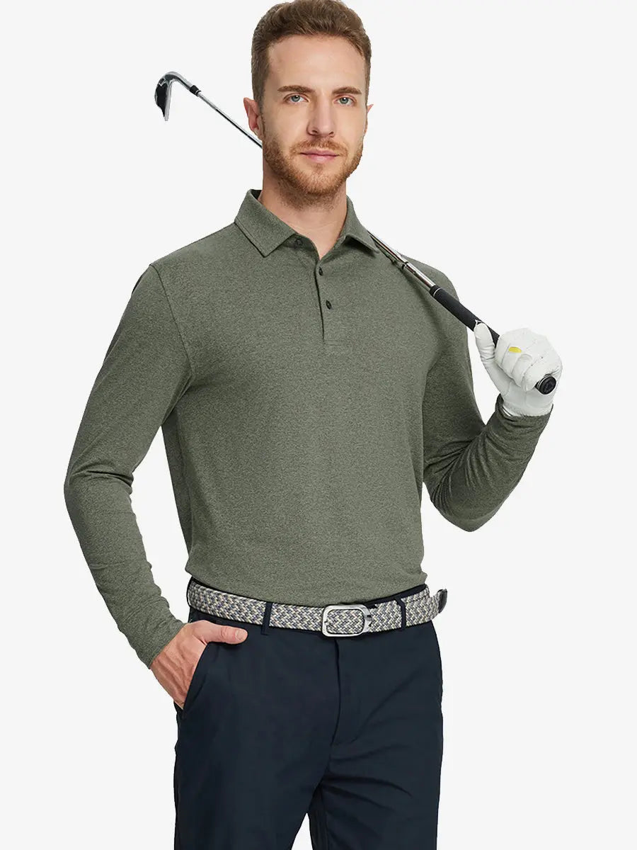 Men's Long Sleeve Melange Golf Polo Shirt – view 34