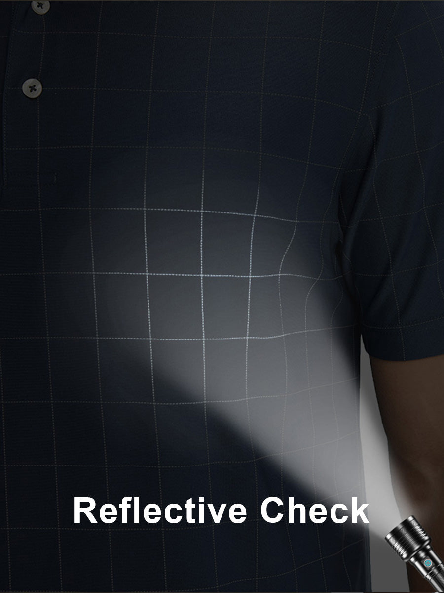 Men's Reflective Check Collar Golf Polo Shirt – view 23