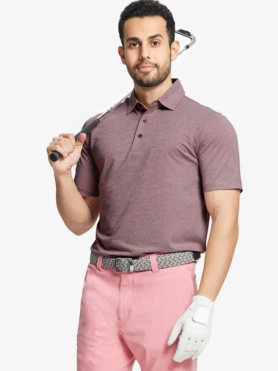 Men's Heather Jacquard Golf Polo Shirt – view 3