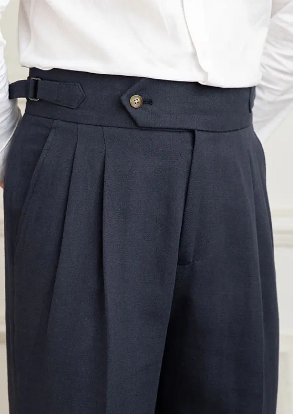 Napoli Men's Pleated Trousers in Navy Blue – view 2