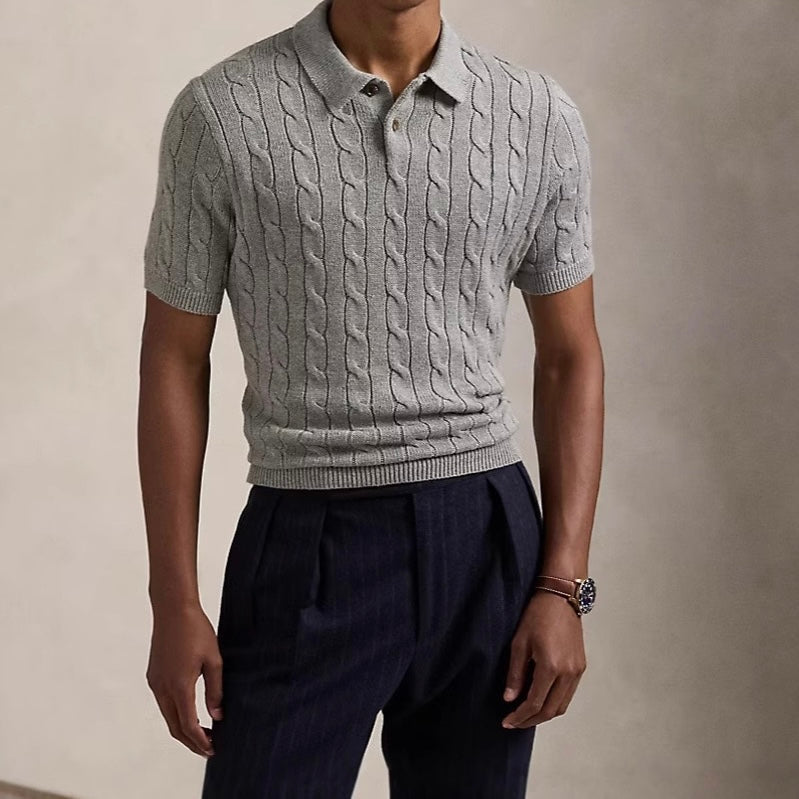 Florence Men's Cotton Cable Knit Polo – view 3