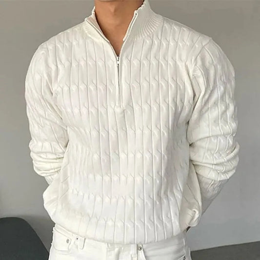 Gwangju Men's Cotton Cable Knit Half Zip Jumper – view 1