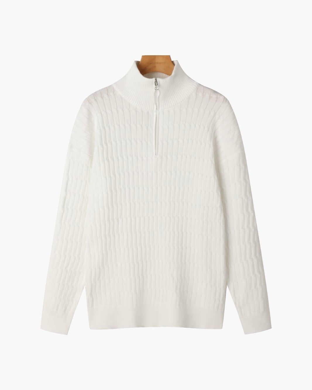 Gwangju Men's Cotton Cable Knit Half Zip Jumper – view 2