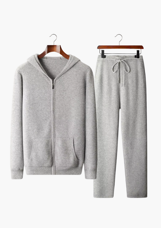 Men's Merino Wool Zip Hoodie & Joggers Set – Brushed Soft Finish, Tailored Joggers, Two-Piece Lounge Set