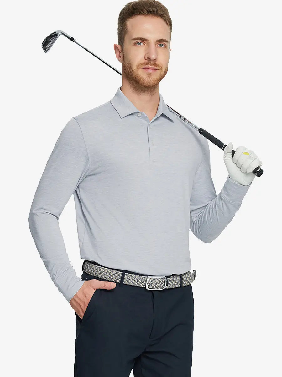 Men's Long Sleeve Melange Golf Polo Shirt – view 40