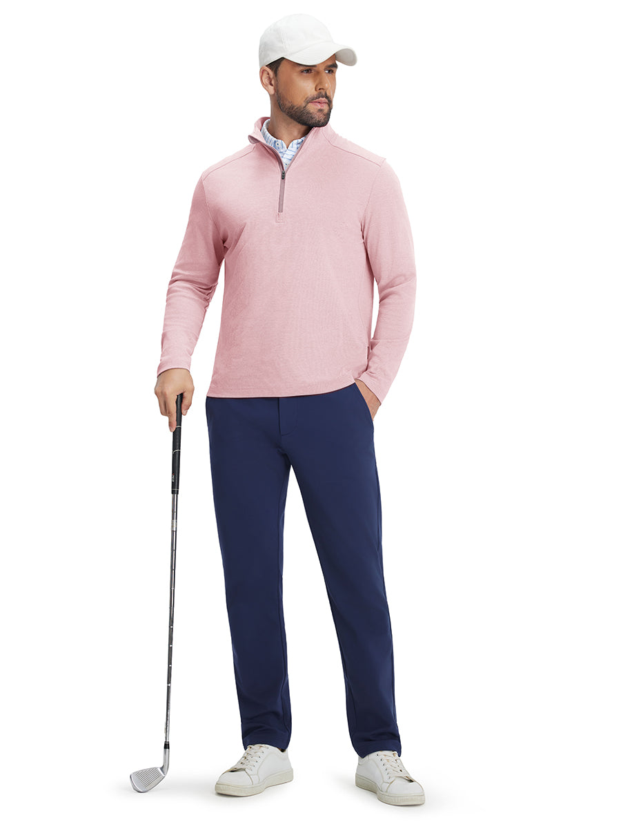 Men's Two-Tone Pique Cotton Blend Quarter Zip – view 6