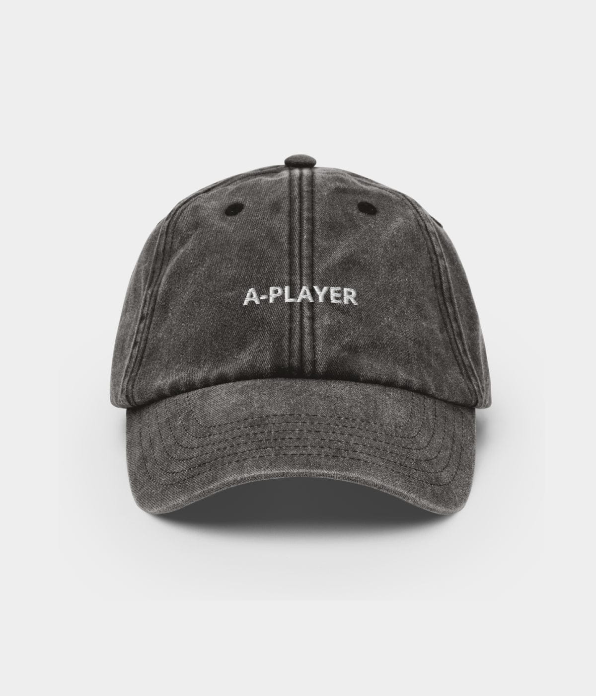 A-Player Men's Washed Cotton Baseball Cap – Embroidered Slogan, Low-Profile Unstructured Fit, Adjustable Strap