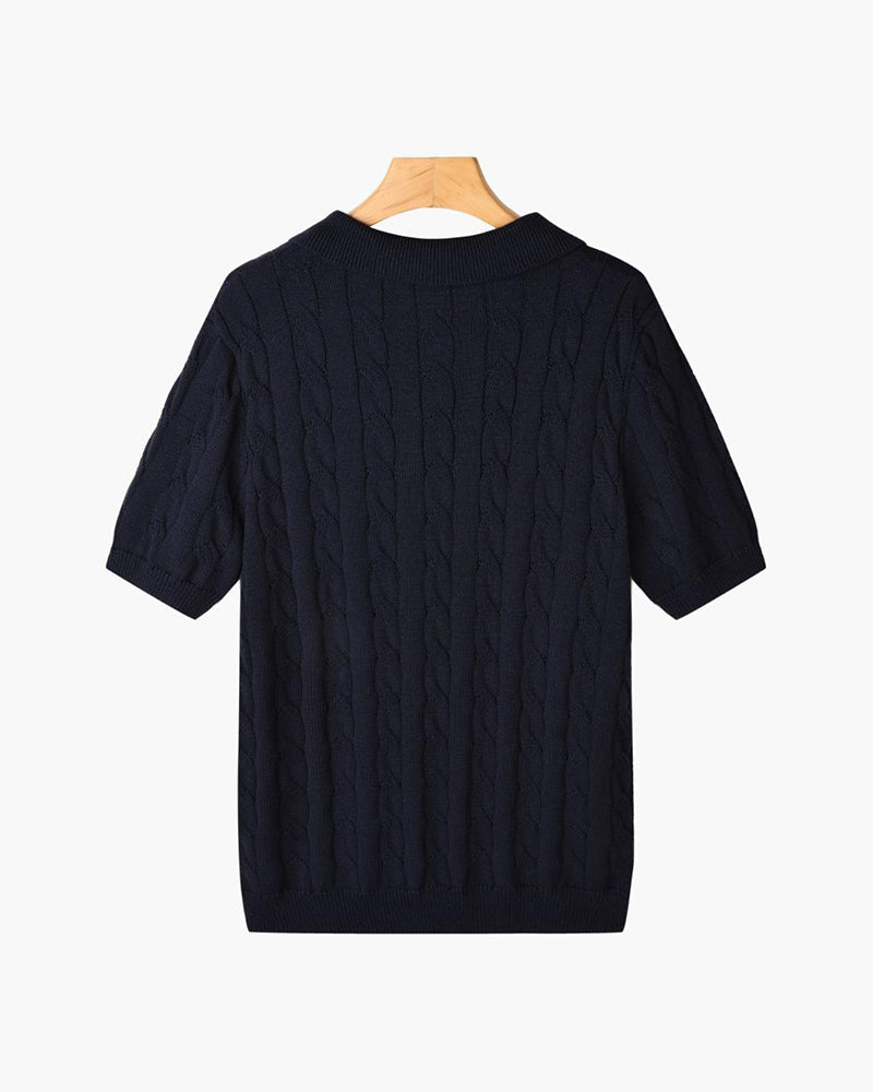 Florence Men's Cotton Cable Knit Polo – view 13