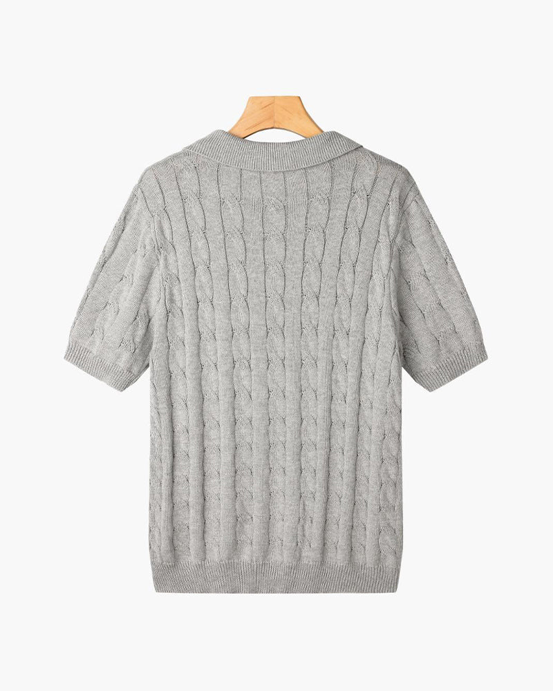 Florence Men's Cotton Cable Knit Polo – view 5