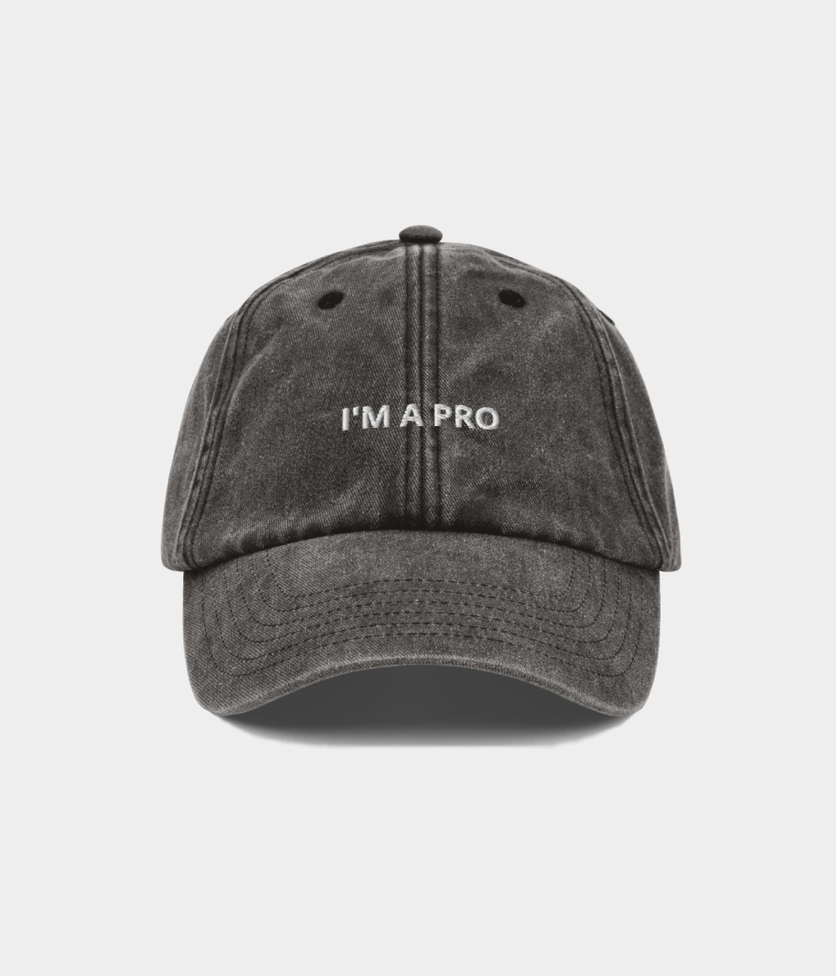 A Pro Men's Washed Cotton Baseball Cap – Embroidered Slogan, Low-Profile Unstructured Fit, Adjustable Strap