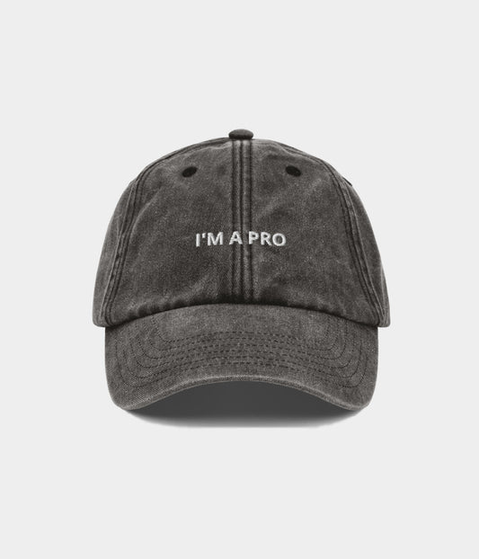 A Pro Men's Washed Cotton Baseball Cap – Embroidered Slogan, Low-Profile Unstructured Fit, Adjustable Strap