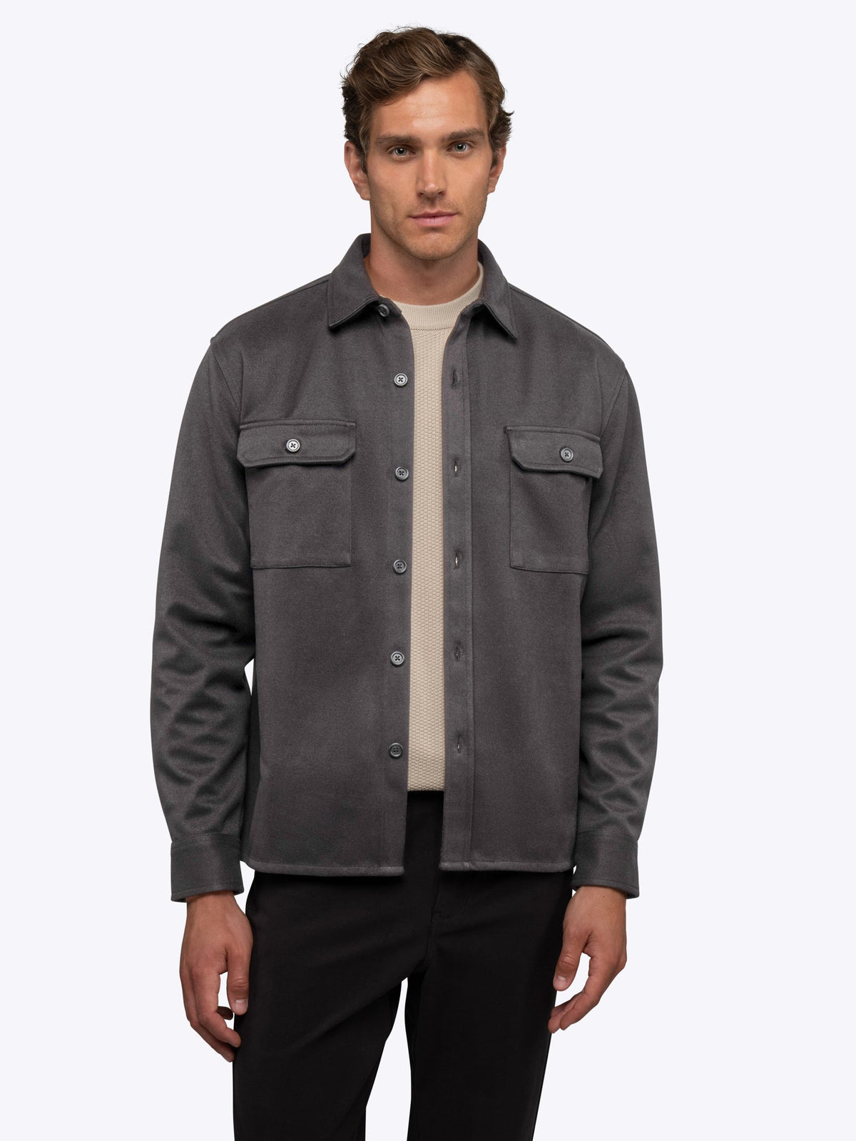 Men's Heavyweight Stretch Overshirt in Asphalt – view 1