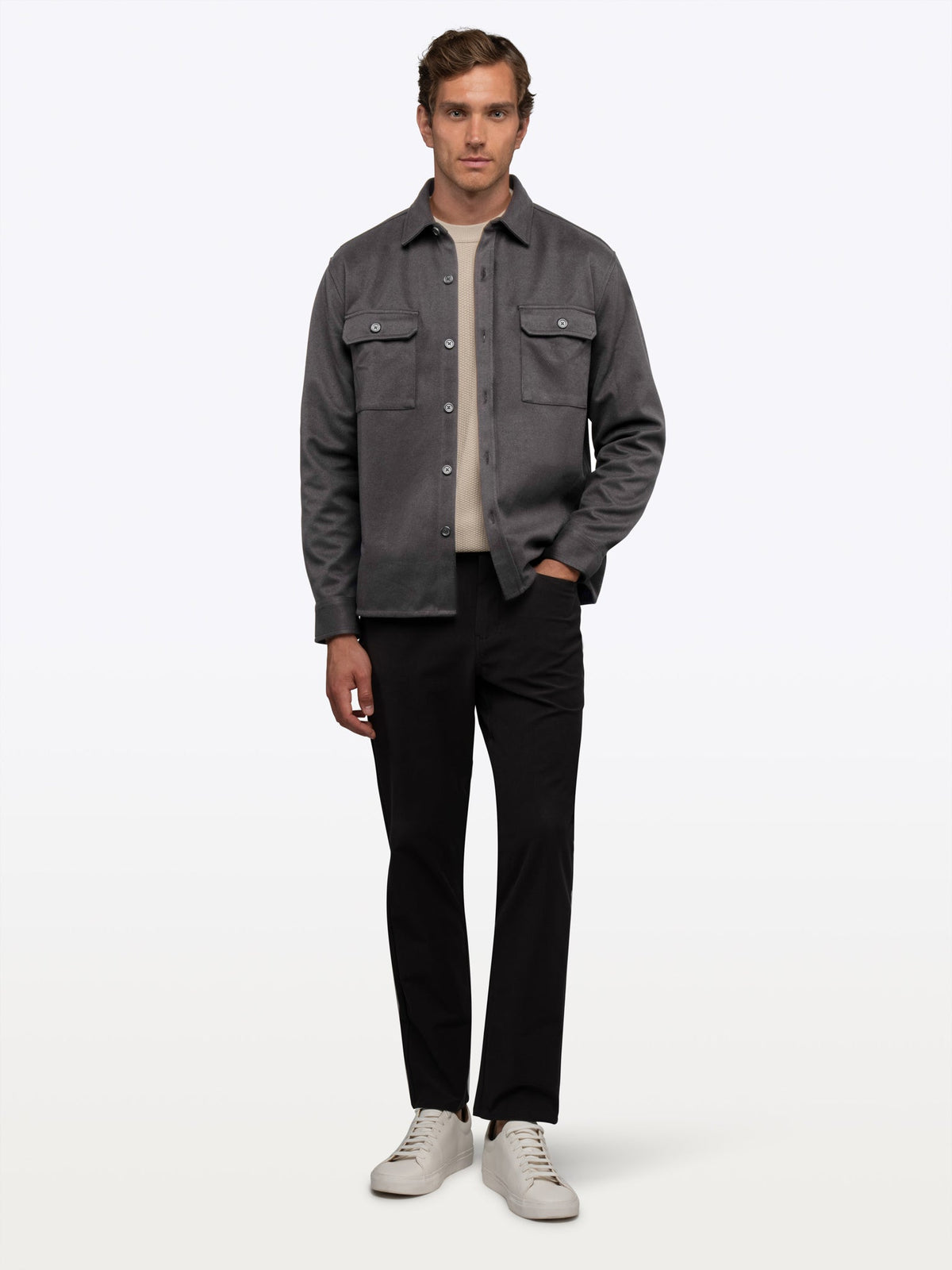 Men's Heavyweight Stretch Overshirt in Asphalt – view 3