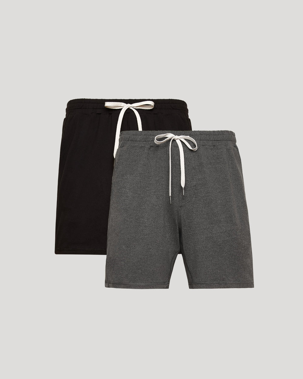 Men's Active Comfort Shorts 2-Pack – 4-Way Stretch, 19 cm Inseam, Zip Pocket | Black & Charcoal Grey