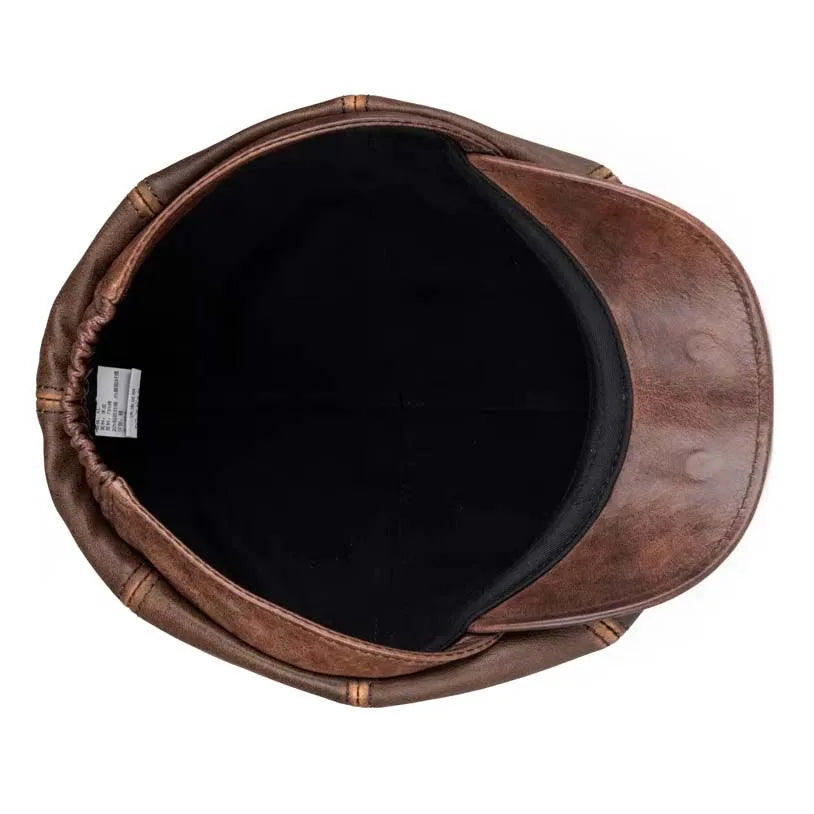 Aigburth Men's Sheepskin Leather Newsboy Cap – 8-Panel Crown, Cotton Sweatband, Three Adjustable Sizes