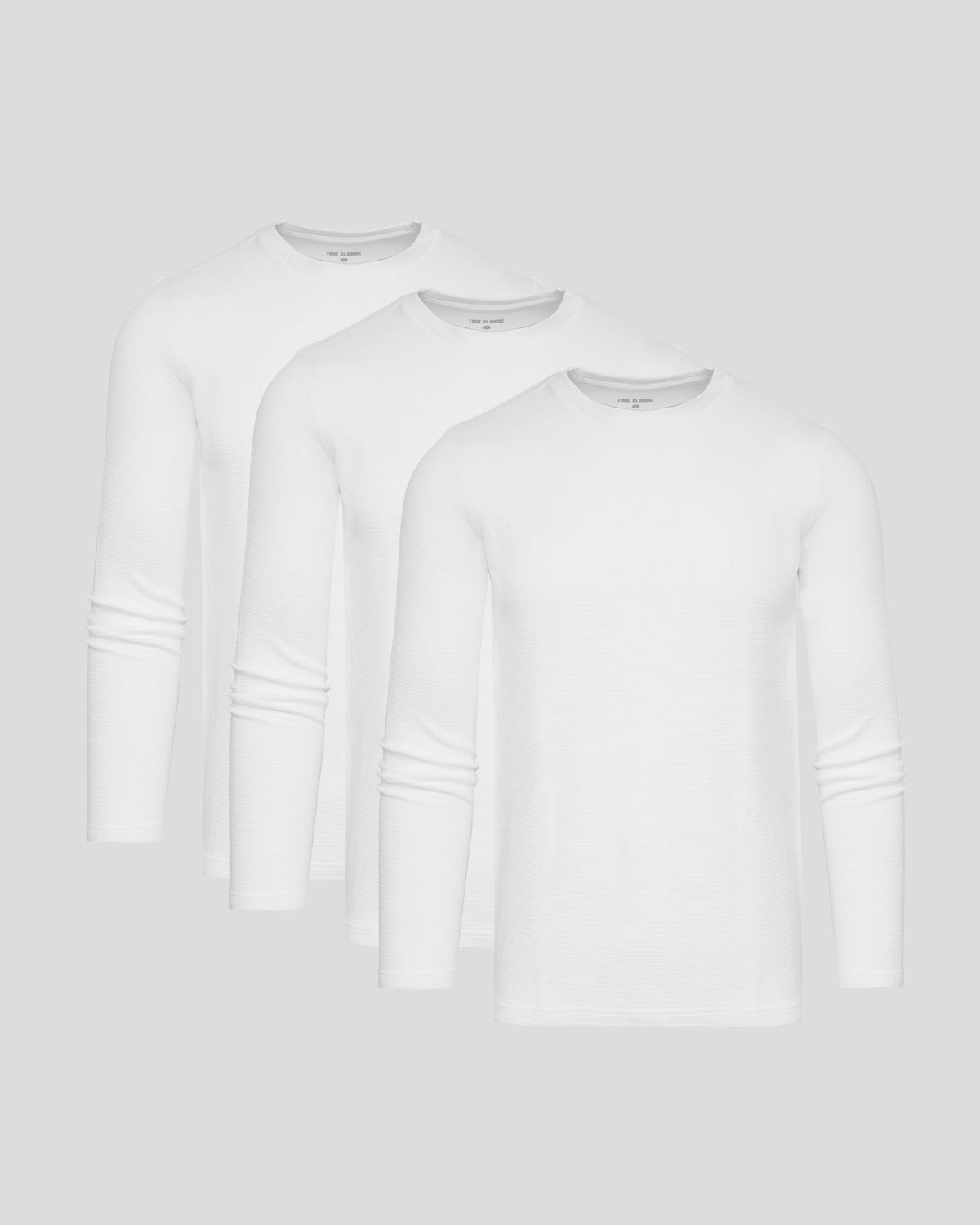 Men's Waffle Knit Long Sleeve Crew T-Shirt 3-Pack – Modal Blend, Brushed Feel | White