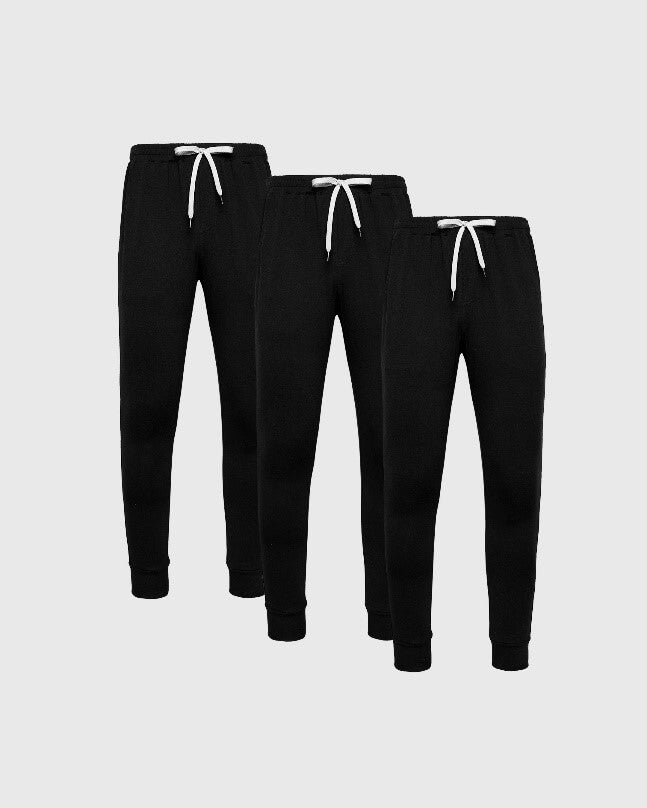 Men's Active Joggers 3-Pack – 4-Way Stretch, Peached Finish, Zip Back Pocket | Black – view 1