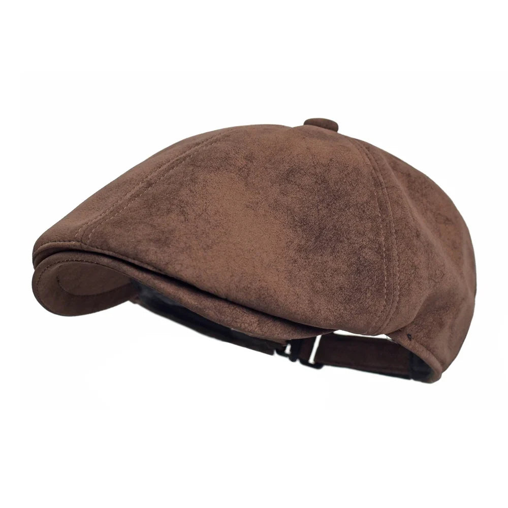 Allerton Men's Vintage Vegan Suede Flat Cap – Cotton Sweatband, Adjustable 55–60 cm Fit, Four Colours