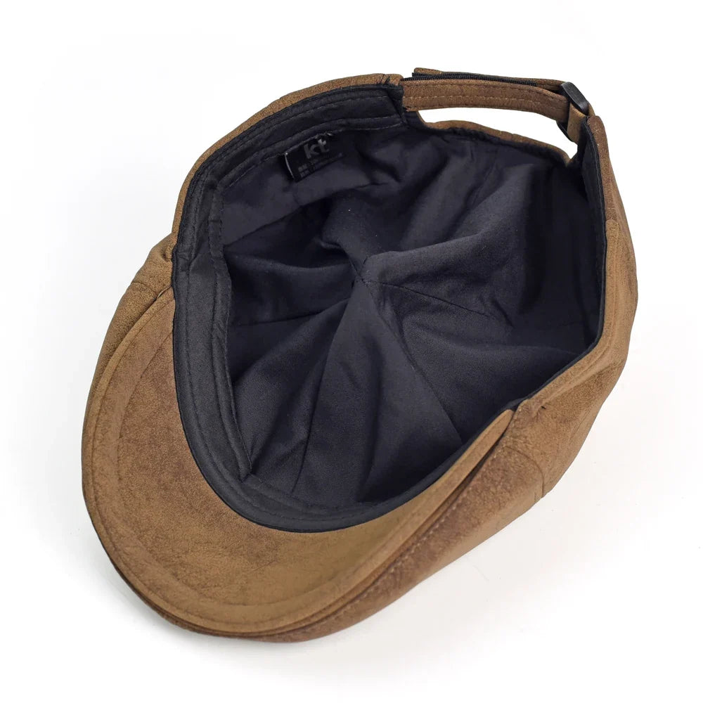 Allerton Men's Vintage Vegan Suede Flat Cap – Cotton Sweatband, Adjustable 55–60 cm Fit, Four Colours – view 6