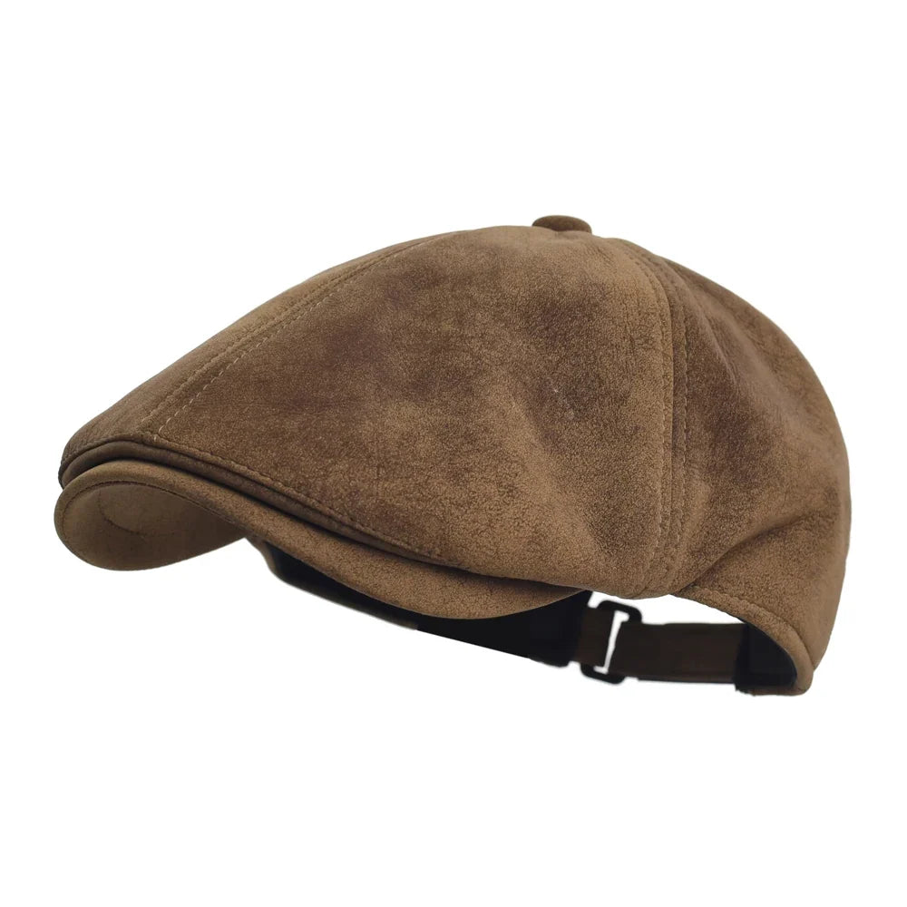 Allerton Men's Vintage Vegan Suede Flat Cap – Cotton Sweatband, Adjustable 55–60 cm Fit, Four Colours