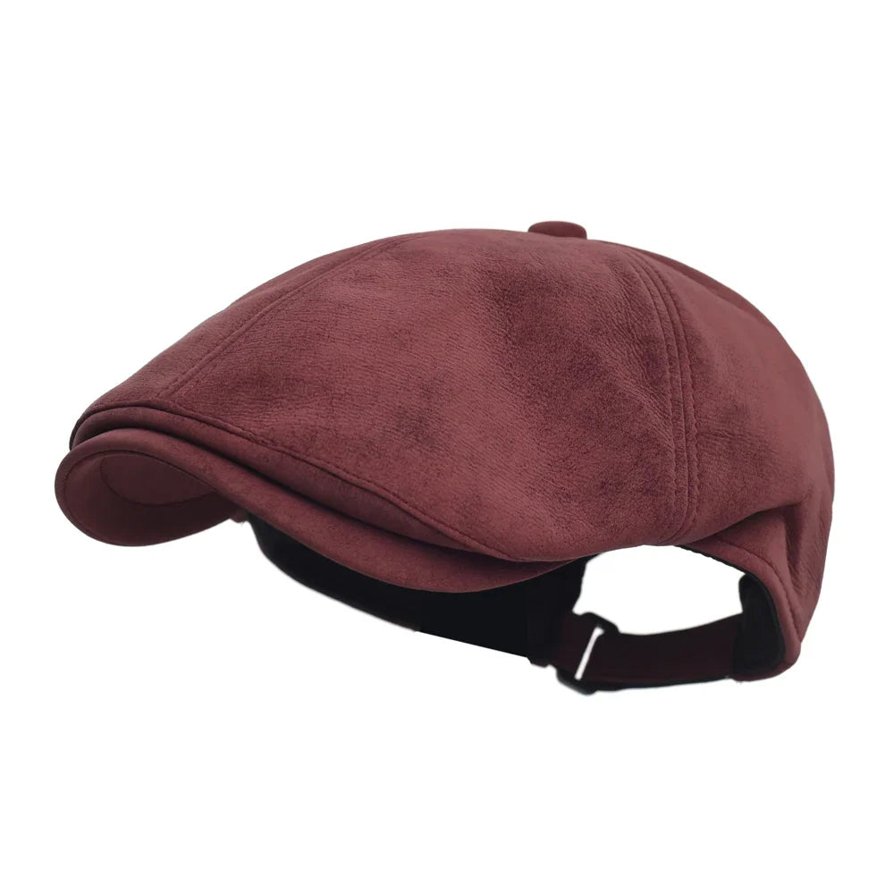 Allerton Men's Vintage Vegan Suede Flat Cap – Cotton Sweatband, Adjustable 55–60 cm Fit, Four Colours