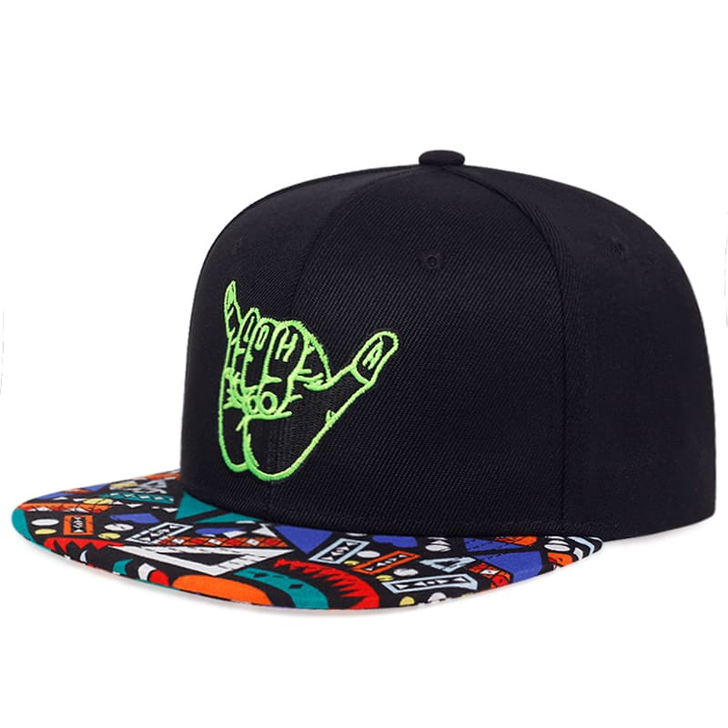 Aloha Shaka Men's Cotton Snapback Baseball Cap – 100% Cotton, Shaka Hand Design, Adjustable 55–61 cm Fit