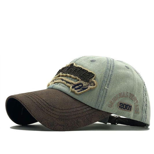 Americana Men's Vintage-Style Denim Baseball Cap – 100% Cotton Denim, Embroidered Front, Adjustable Fit
