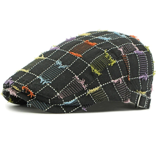 Anderson Men's Knitted Plaid Flat Cap – Cotton and Acrylic Blend, Textured Knit, Adjustable 55–61 cm Fit